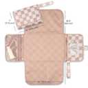 Tiny Twinkle Portable Diaper Changing Pad | Waterproof, Wipeable & Compact Baby Changing Pad for Travel | Smart Wipes Pocket & Organized Storage| Newborn Shower Gift (Beige Checkers)