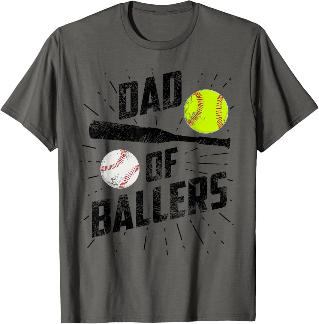 Dad of Ballers Funny Baseball Softball Game T-Shirt XL