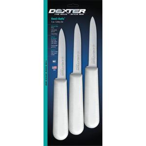 Dexter-Russell Sani-Safe 3-Pack of 3¼" Paring Knives, Slip-Resistant White Handles, Durable DEXSTEEL Blades – Ideal for Precise Peeling & Carving Fruits and Vegetables, NSF Certified
