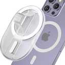 AUROX Magnetic Finger Phone Grip for MagSafe Stand, Phone Grip Strap Holder as Kickstand, Magnetic Phone Grip Holder, for iPhone 16 15 14 13 12 Series, Clear