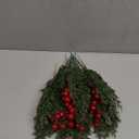 Watayo 45 Pcs Christmas Artificial Pine Branches with Red Berry Stems, 10.5" Faux Evergreen Norfolk Pine Cypress Leaves Stems, Fake Foliage Pine Needles Picks for DIY Craft Garland Home Decor