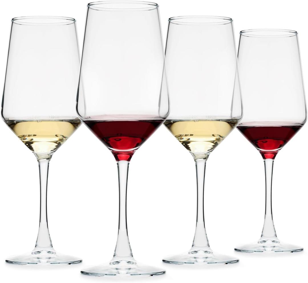 Wine Glasses Set of 4, 13.5oz Red White Wine Glasses,Lead-free Long Stem Wine Glasses for Home, Party, Wedding, Ideal Wine Accessories Gift,Clear