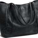 KKXIU Large Tote Bag for Women with Zipper Work Leather Travel Purse and Handbags