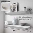 Wood White Floating Shelves for Wall 16 Inch (Set of 2) - White Bathroom Shelves - Small Wall Mounted Shelf for Bedroom Kitchen Living Room - 8 inch Deep Heavy Duty Floating Wood Shelves