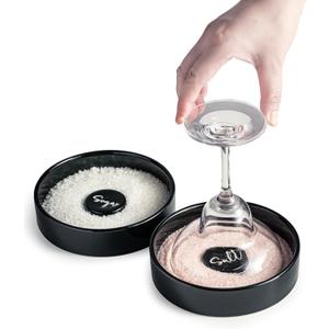 Bar Glass Rimmer for Margarita and Cocktail, Ceramic Salt Sugar Glass Rimmer Sugar Container for Cocktails Home Bar Accessories Set of 2, Black