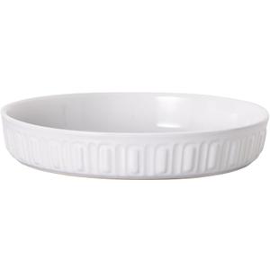 Fun Elements Shallow Dog Bowls, 10.5" Ceramic Large Food Plate for Small, Medium and Large Breeds, Non-Slip, Flat and Wide, Dishwasher Safe, Suitable for Dogs and Cats (White)