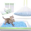 54 Count Cat Litter Liners for Pet Scoop free Litter Tray, Open/Hooded Litter Pan, Pull-out Litter Box Sliding Drawer, Drawstring Pet Waste Bags Heavy Duty - Tear & Leak Resistant, 37x12.5" (Green)