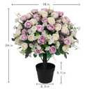 Aoutyers 24" Artificial Potted Flowers for Outdoors, Silk Rose Faux Plants