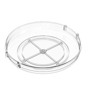 2pcs Turnable Transparent Spice Holder Multi-Function Makeup Tray for Organized Storage Smooth Rotating Design for Kitchen Countertop and Vanity Use