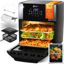 Balter Air Fryer Oven 6-in-1, 13 QT XXL Airfryer, stainless steel, Touchscreen, Rotisserie, Food Dehydrator, Convection Oven, Bake, Broil, Reheat, Windowed Door, Recipe Book