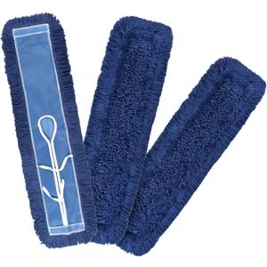 Matthew Cleaning 24'' Industrial Strength Cotton Dust Mop Refill Washable Replacement Heads for Residential & Commercial Use Fit Standard Dust Mop Frames, Hardwood, Laminate, Concrete Floors 3 Pack (Blue)
