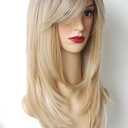 Long Layered Shoulder Length Blonde with white highlight wig Synthetic Hair Multicolor Wigs for White Women (Blonde with White Highlight)