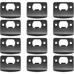 EATAKWARD 12 PCS Stainless Steel Deadbolt Covers Door Reinforcement Kit, Door Strike Plate, Black Deadbolt Strike Plate for Residential and Commercial Use (Rounded Corners)