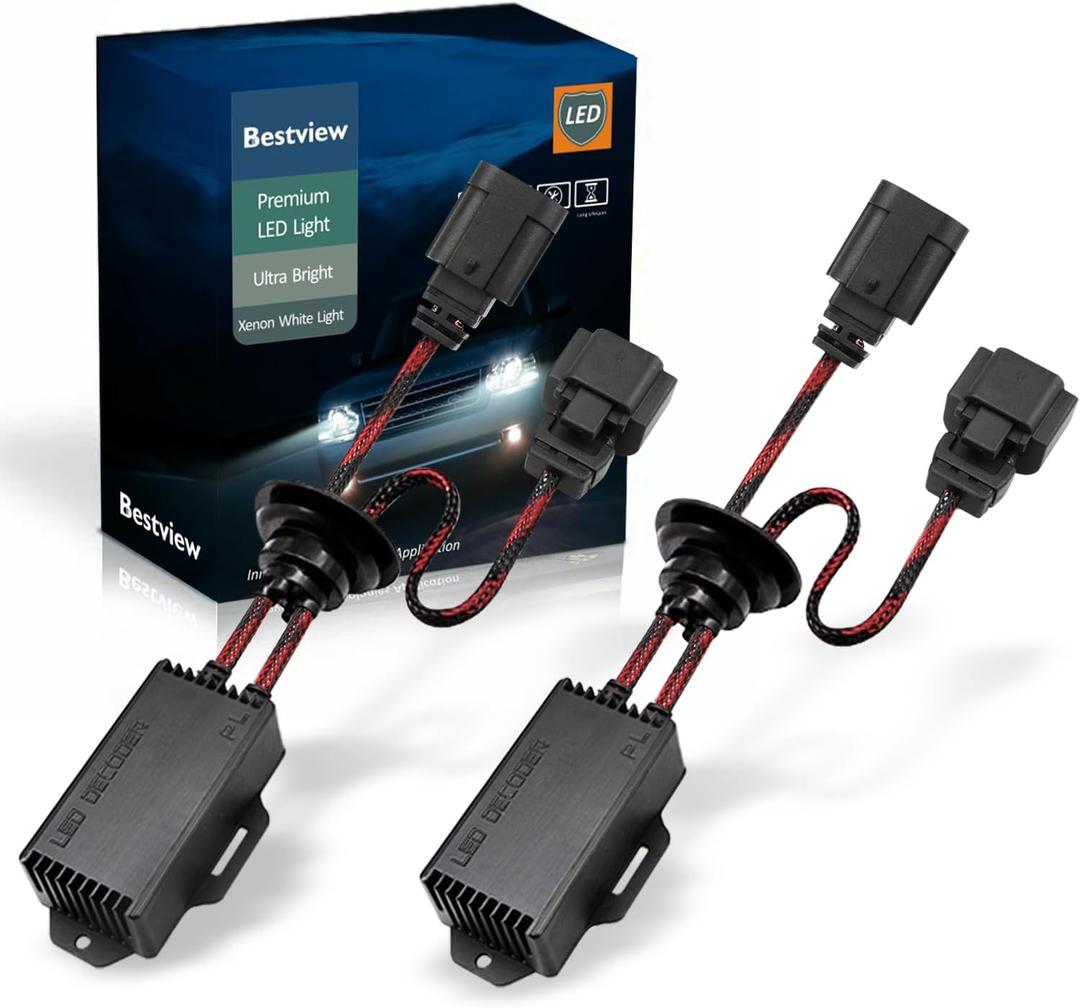 H4 9003 LED Canbus Decoder: 2PCS H4 9003 Anti Flicker Harness/Load Resistor with Waterproof Rubber Ring for Led Headlight Bulb, Canbus Decoders Error Free, LED Warning Canceller Resistor Adapter