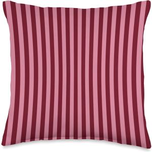 Burgundy and Pink Stripes Geometric Vertical Lines Trendy Throw Pillow