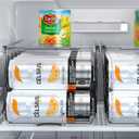 SCAVATA 4 Pack Skinny Can Organizer for Refrigerator, Stackable Tall Skinny Soda Pop Can Holder Dispenser with Lid for Fridge Pantry Rack Freezer, Clear Plastic Storage Bins-Holds 12 Slim Cans Each