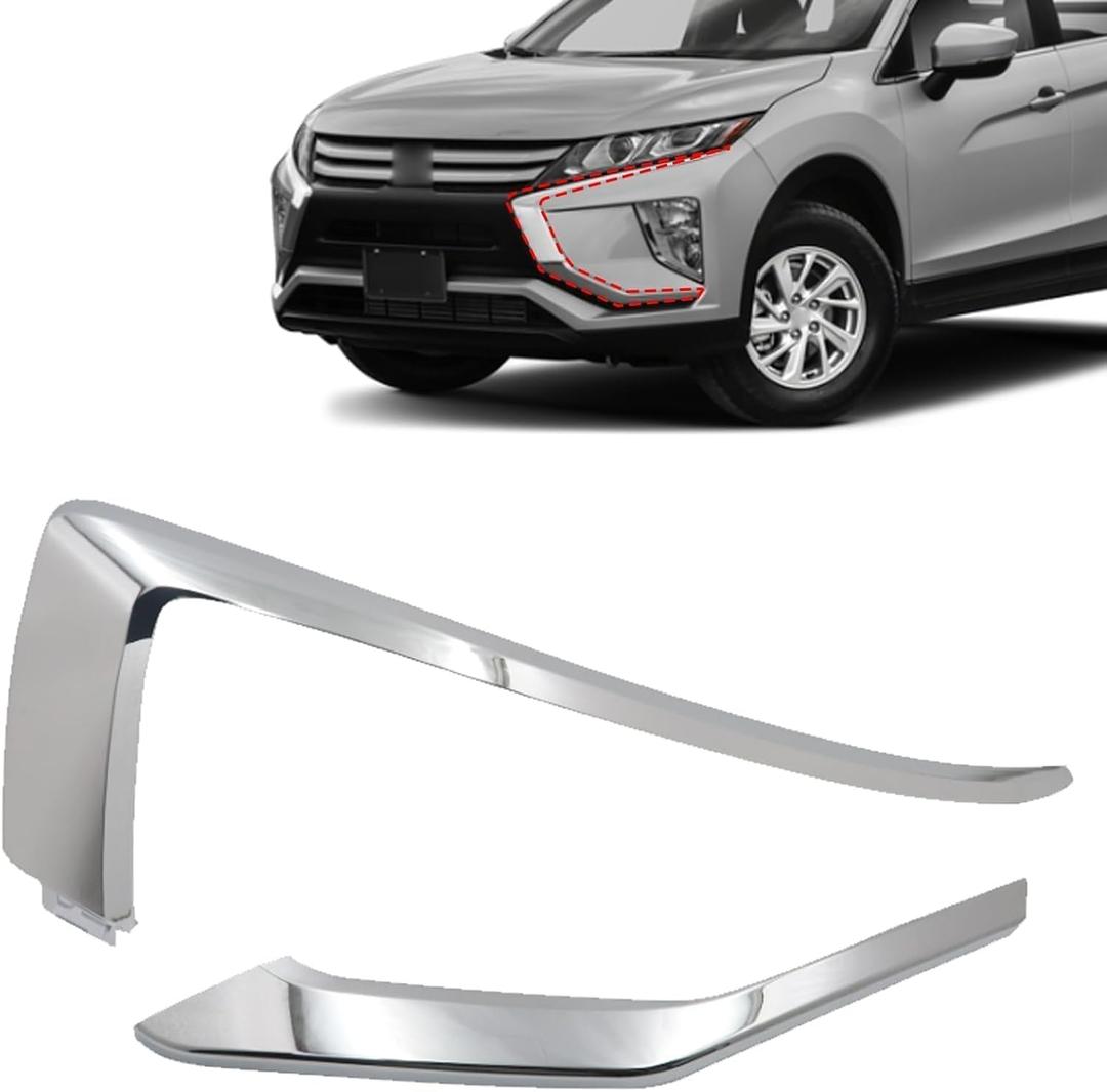SecosAutoparts 2Pcs Bumper Molding Trim Left Side Front Compatible with Mitsubishi Eclipse Cross 2018 2019 2020 2021 Replace# 6407A315, 6407A323 Bumper Grille Molding Trim Front Upper & Lower Driver