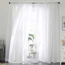 OWENIE Sheer White Curtains, Sheer Curtains 96 inches Long 2 Panels Set, Rod Pocket Voile Fimly Sheer Drapes for Living Room/Bedroom, 2pcs, Each 59" W x 96" L