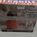 mustry Glass Drink Dispenser for Parties, 1 Gallon Beverage Dispenser with Stand and Spigot Solid Stainless Steel, Used as Lemonade Dispenser Sun Tea Jar Kombucha Jar, Set of 2