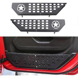 Front Door Storage Pockets Side Insert Organizer Box Compatible with 2018-2024 2025 Jeep Wrangler JL 2/4 Door 4XE Gladiator JT Interior Accessories Cup Holder Expansion Tray 1Pair Metal Star