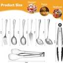 Serving Utensils Set for Partie, Silver Stainless Steel Metal Serveware Large Serving Spoons, Slotted Spoons, Forks, Tongs, Soup and Skimmer Spoon, Cake Server for Buffet, Catering, Entertaining 15pcs