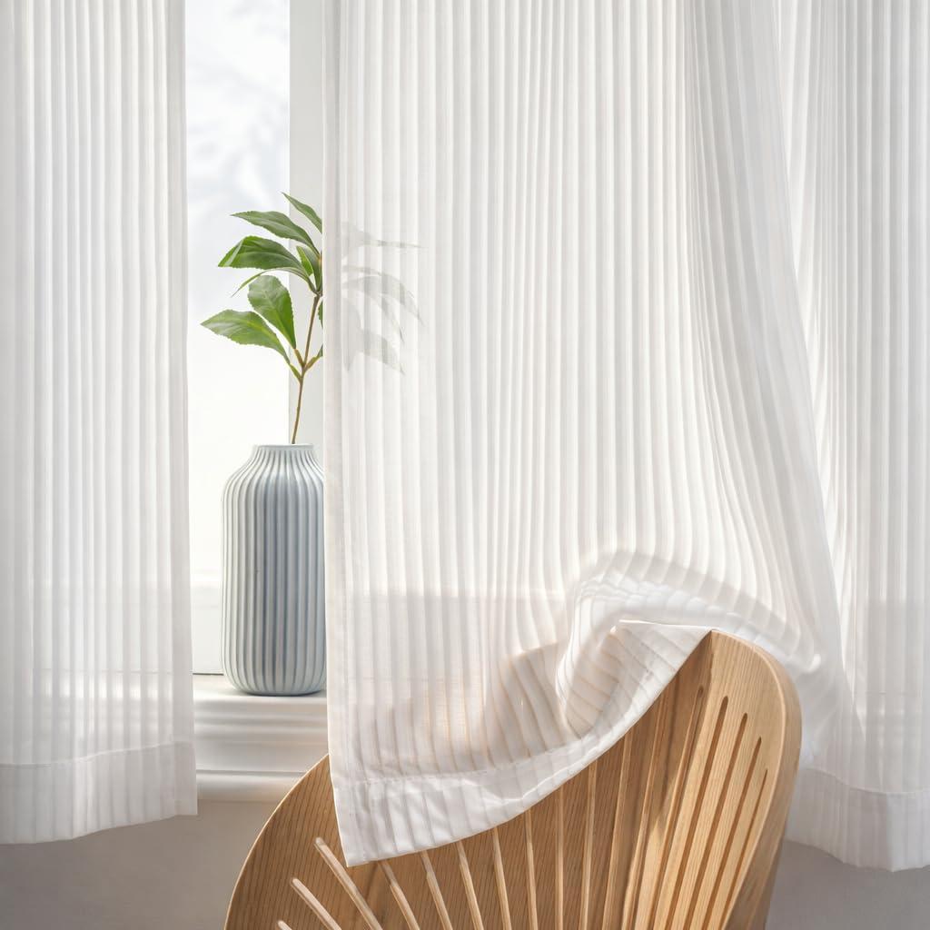 Sovtfides Sheer Curtains 84 inches Long 2 Panels Set for Living Room/Bedroom, Rod Pocket Voile Sheer Panel Drapes, White, 2pcs, Each 38" W x 84" L