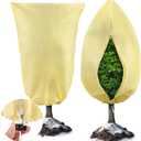 Plant Covers Freeze Protection, 2 Pack 47'' 71'' Beige Frost Cloths Blankets with Zipper Drawstring Shrub Tree Covers for Winter Outdoor Plants Freeze Protection