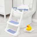 Forbena Blue Toddler Boys Toilet Potty Training Seat with Step Stool Ladder, Baby Child Kids Adjustable Height Sturdy Potty Seat with Soft Cushion and Comfortable Handles (White and Blue)