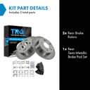 TRQ Rear Brake Pad and Rotor Set Semi Metallic Solid Rotors Compatible with 1997-2001 Honda Prelude