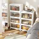 4 Tier Storage Bins with Lids, 23QT Stackable Closet Organizers and Storage with Wheels, Collapsible Storage Boxes, Foldable Plastic Storage Containers for Home,Office, Dorm Room-White