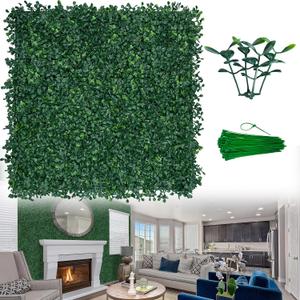 ODTORY Artificial Boxwood Wall Panels 20x20 inch 14Pcs, UV-Anti Faux Greenery Grass Hedge for Privacy ScreenFake Ivy Plant Fence for Outdoor Garden, Backyard, Balcony, and Indoor Home Decoration