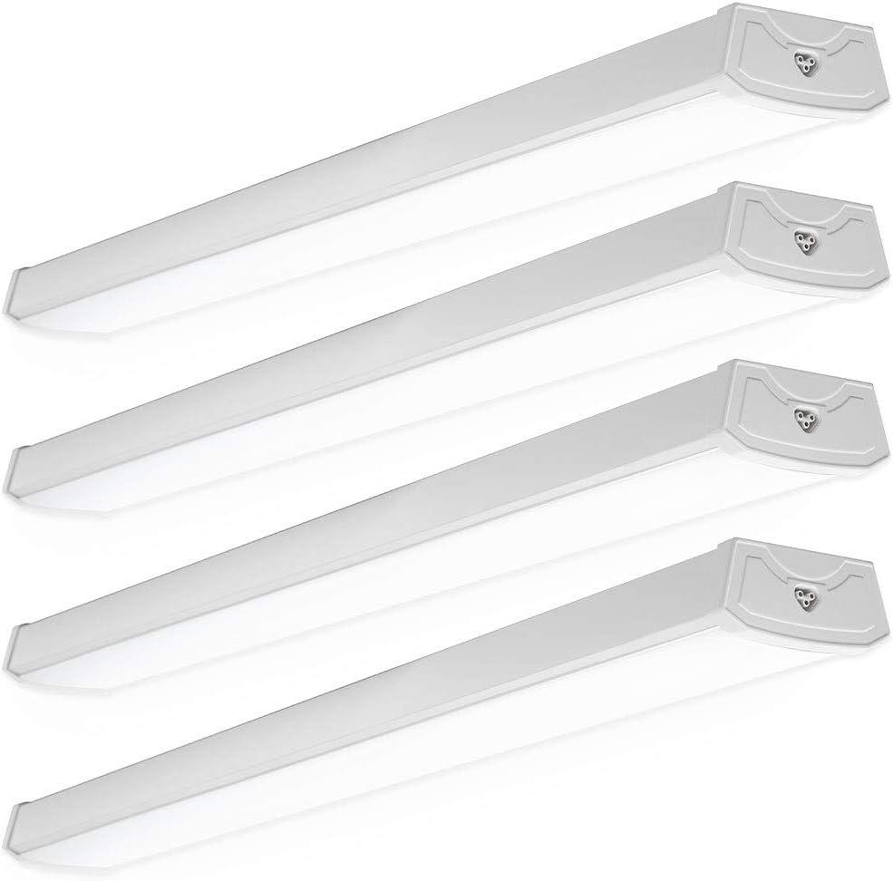 Sunco LED Garage Ceiling Lights Wraparound Fixture 4FT,Linkable Shop Light, 3500 LM, 40W=300W, 5000K Daylight, Hardwired, Surface Mount, Utility Workshop Light ETL 4 Pack