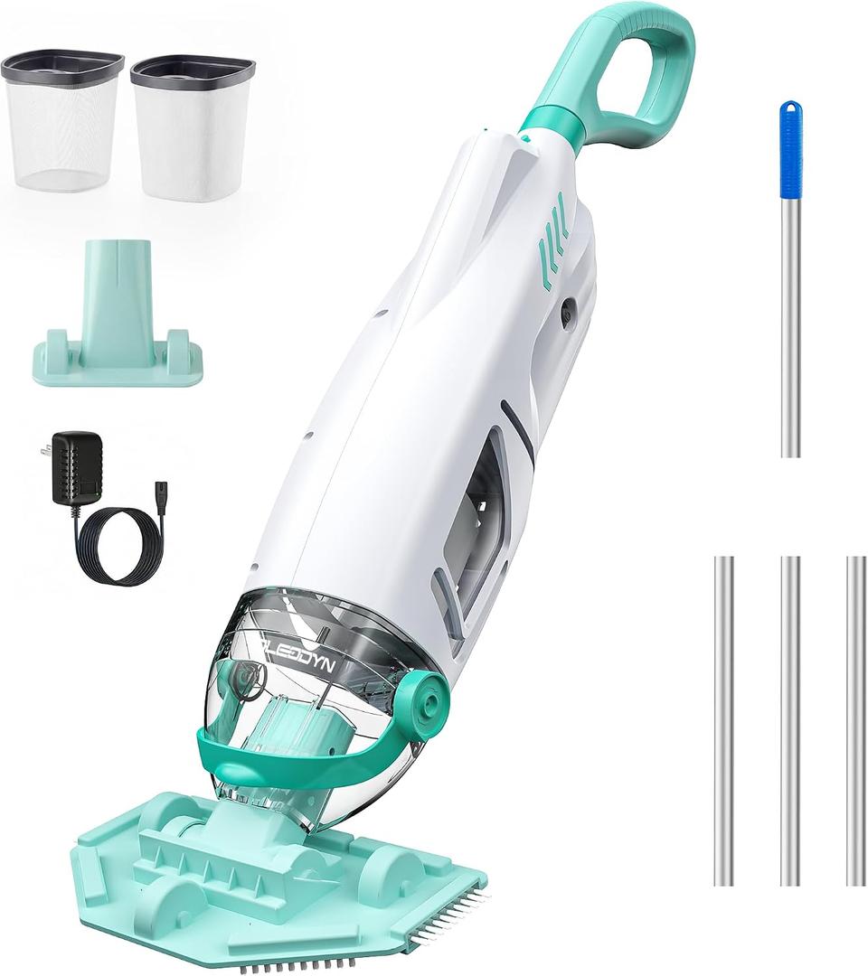 Cordless Handheld Pool Vacuum 18.5 GPM, Above Ground Pool Vacuum Cleaner with 60 Mins Runtime & 6ft Telescopic Pole, 45W Strong Suction Hot Tub Vacuum for Pools, Spas, Steps, Sand, Leaves