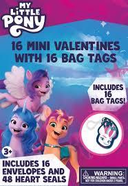My Little Pony 16 Mini Valentines with 16 Bag Tags 4 Pk