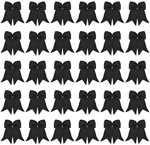 Syhood 30 Pcs Burlap Bows Knot Handmade Ribbon Natural Rustic Burlap Bows Wreath Decorative Bowknot Ornaments for Christmas Tree Home Decoration Festival Party Supplies(Black)