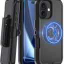 Magnetic for Phone iPhone 17 Case,with Belt Clip,[Compatible with Magsafe] W/Tempered Glass Screen Protector,Anti-Drop,Shockproof,Heavy Duty Protection (Black)