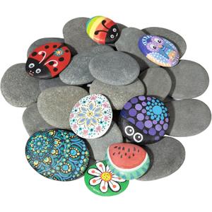 Simetufy 25 Pcs River Rocks for Painting, 2"-3" Painting Rocks, Flat & Smooth Rocks to Paint, Hand Picked Natural Stones for Painting, Cheap Crafts Rocks for Kids & Adults