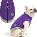 Mihachi Dog Fleece Vest Sweater Zip Up Warm Pullover Step-in Dog Jacket with Dual D-Ring Leash, Winter Cold Weather Reflective Coat Clothes Hoodie for Small Medium Dogs Puppy Cat Boy Girl, Purple M (Medium(Chest: 17", Neck: 14", Back: 12"))