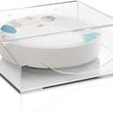 8/9/10 Inch Paper Plate Dispenser, Sturdy 4mm Acrylic Paper Plate Holder Under Cabinet, Convenient Wall Mounted Paper Plate Organizer Dispenser for Kitchen Countertop or Outdoor Use, Transparent