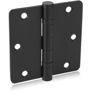 goldenwarm 3 Pack 304 Stainless Steel Door Hinges, Matte Black Non Removable Pin Heavy Duty Ball Bearing Door Hinges 3.5 Inch, Commercial and Residential Door Hardware, with 1/4 Inch Radius