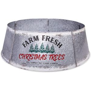 Hallops Galvanized Christmas Tree Collar - Large to Small Christmas Tree Base Cover. Adjustable Metal Skirt, Christmas Decor (Distressed White, Oversize) Hallops Galvanized Christmas Tree Collar - Large to Small Christmas Tree Base Cover. Adjustable Metal Skirt, Christmas Decor (Distressed White, Oversize)