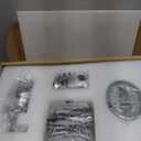 Creative Scents Silver Mosaic Bathroom Accessories Set Complete - 6 Piece Bathroom Set Includes: Bathroom Trash Can, Tissue Cover, Soap Dispenser, Toothbrush Holder, Tumbler & Soap Dish