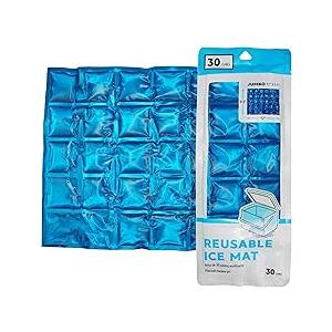 Jacent Reusable Ice Pack Mat, Flexible 30-Cube Gel Freezer Sheet for Coolers, Lunch Bags, Food Storage & Outdoor Use, Jumbo 12 x 9.5 Inch Pack Of 2