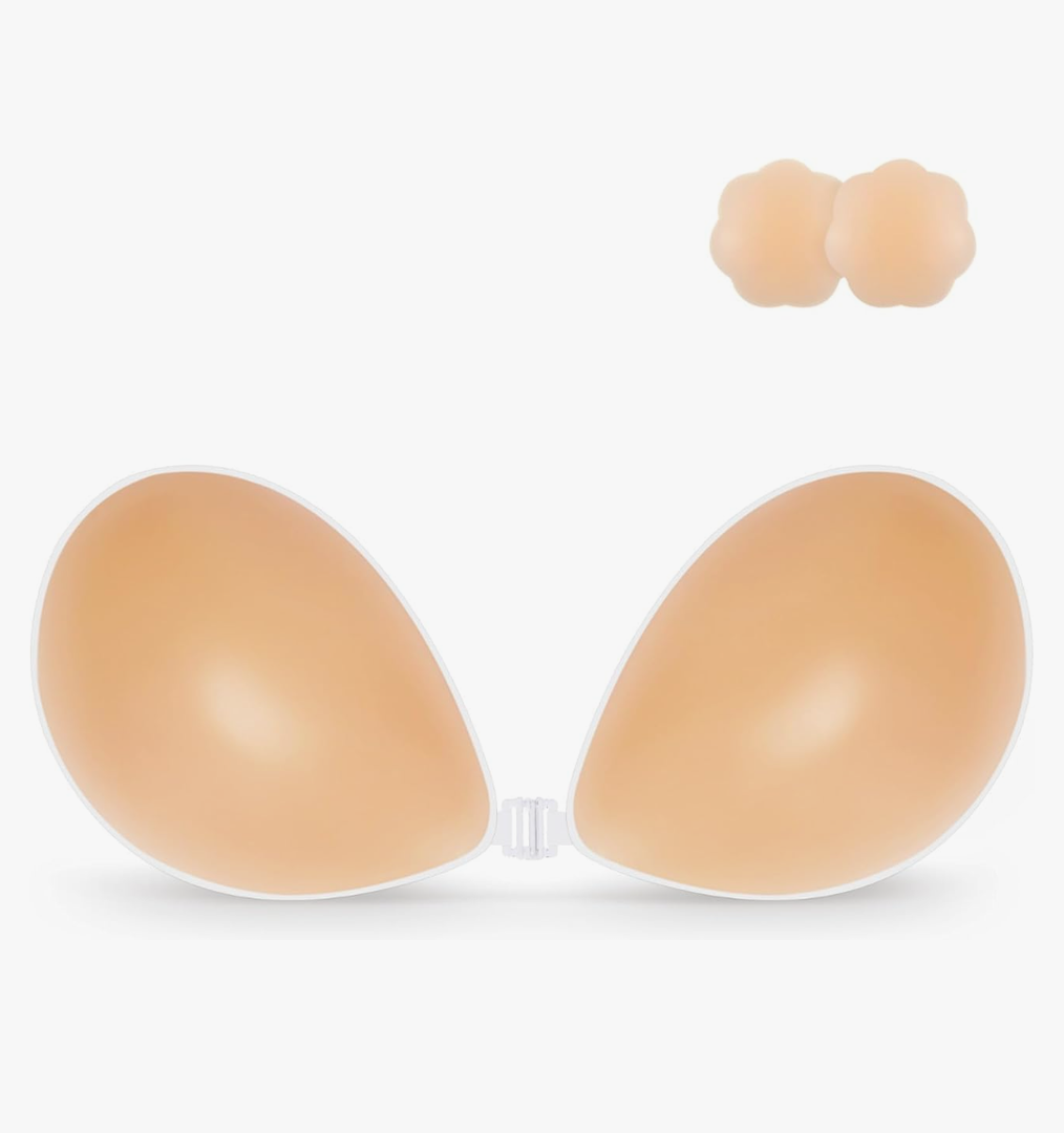 Niidor Adhesive Bra Strapless Sticky Invisible Push up Silicone Bra for Backless Dress B