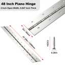 Heavy Duty Piano Hinge 48 Inch x 2 Inch Width, 0.047'' Thick Stainless Steel Continuous & Piano Hinge for Cabinet, Door, Toolbox, Wooden Box, Metal Plate, Furniture, Industrial Project