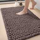 DEXI Bathroom Rugs 24x36, Non Slip Washable Bath Mat, Luxury Chenille Super Absorbent Thick Bathmats for Shower Floor, Plush Fluffy Shaggy Carpet for Tub, Brown