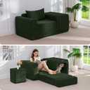 MAXYOYO Folding Sofa Couch, Convertible Floor Sofa with Armrest, Multifunctional Sofa with Pillow and Pockets, Boneless Couch for Living Room, Dark Green, Standard
