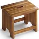 Wooden Step Stool, 13'' Heavy Duty Stepping Stool for Adults with Handle, Nonslip & Durable Design Supports up to 500lbs for Bedroom or Kitchen (Warm Acacia)