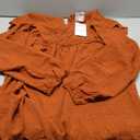 PRETTYGARDEN Women's Long Sleeve Blouses Ruffle Swiss Dot Crochet Loose Fit Tunic Dressy Casual Tops Shirts Fall Fashion 2025 (Large, Brick Red)