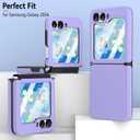 Compatible with Galaxy Z Flip 6 Case with Hinge Protection & 2 Screen Protector for Samsung Flip 6 Case with Flexible Hinge Protector, Slim Full Protective Phone Cover for Z Flip 6 5G (Violet)